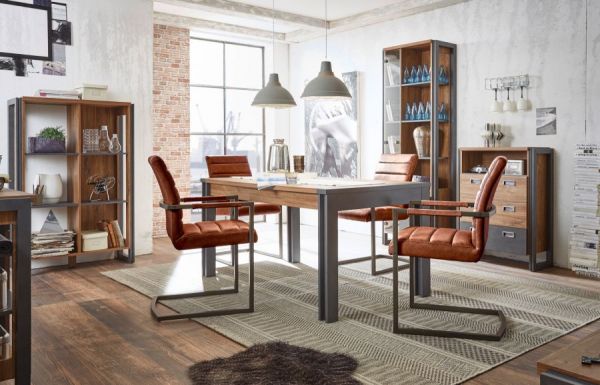 Kommode Auburn in Eiche Stirling und Matera grau Sideboard 75 x 100 cm