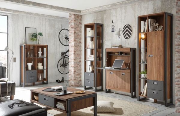 Sekret�r Auburn in Eiche Stirling und Matera grau Schreibtisch 90 x 127 cm