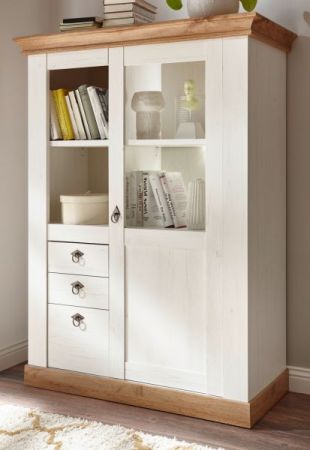 Vitrine Hemsby in wei� Pinie und Eiche Wotan Landhaus Anrichte 102 x 139 cm