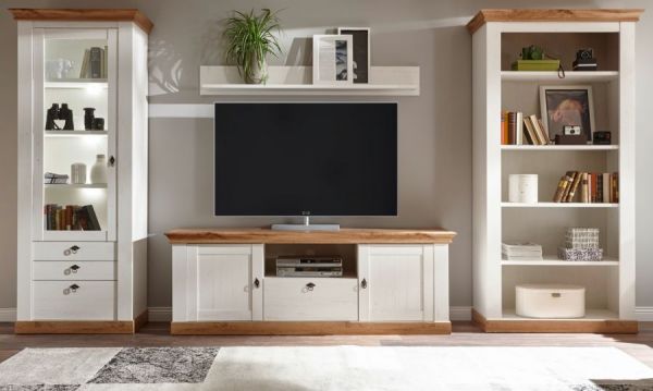 TV-Lowboard Hemsby in wei� Pinie und Eiche Wotan Landhaus TV Unterteil mit Komforth�he 183 x 64 cm