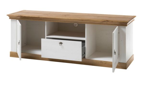 TV-Lowboard Hemsby in wei� Pinie und Eiche Wotan Landhaus TV Unterteil mit Komforth�he 183 x 64 cm