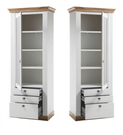 Wohnwand Hemsby in wei� Pinie und Eiche Wotan Landhaus Schrankwand 4-teilig 356 x 204 cm