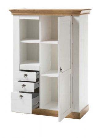 Wohnwand Hemsby in wei� Pinie und Eiche Wotan Landhaus Schrankwand 4-teilig 376 x 204 cm
