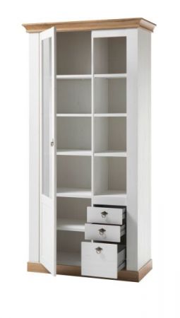 Wohnwand Hemsby in wei� Pinie und Eiche Wotan Landhaus Schrankwand 4-teilig 376 x 204 cm