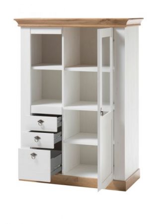 Wohnwand Hemsby in wei� Pinie und Eiche Wotan Landhaus Schrankwand 4-teilig 376 x 204 cm