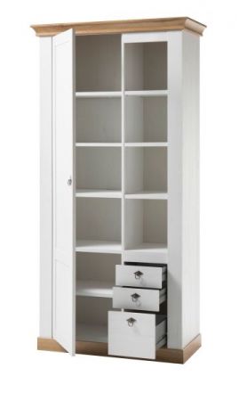 Wohnwand Hemsby in wei� Pinie und Eiche Wotan Landhaus Schrankwand 4-teilig 376 x 204 cm