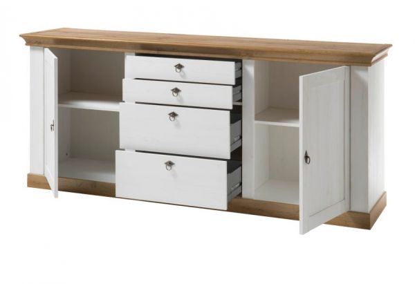 Esszimmer Set Hemsby in wei� Pinie und Eiche Wotan Landhaus Speisezimmer 4-teilig