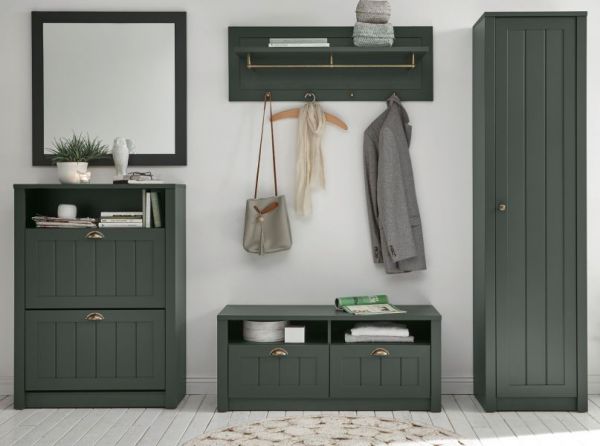 Schuhschrank Forres in gr�n Landhausstil Mehrzweckschrank 50 x 197 cm