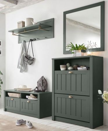 Garderobenpaneel Forres in gr�n Landhausstil Wandgarderobe 109 x 40 cm
