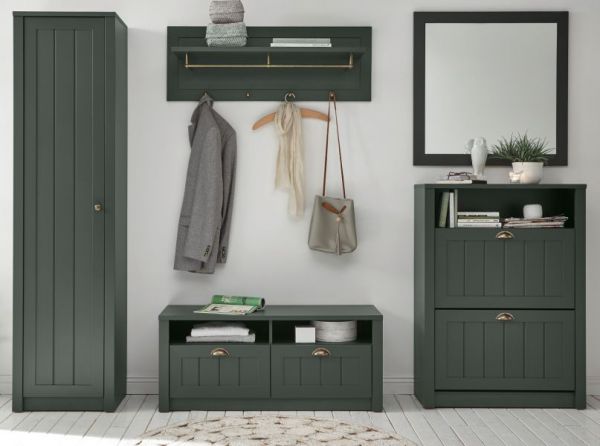 Garderobenpaneel Forres in gr�n Landhausstil Wandgarderobe 109 x 40 cm