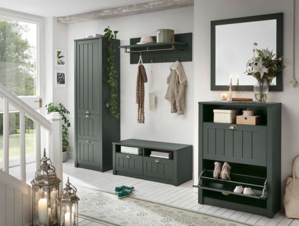Garderobenpaneel Forres in gr�n Landhausstil Wandgarderobe 109 x 40 cm