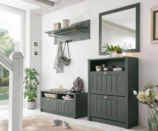 Garderobenkombination Forres in gr�n Landhausstil Garderobe Set 4-teilig 212 x 198 cm