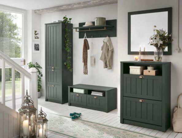 Garderobenkombination Forres in gr�n Landhausstil Garderobe Set 4-teilig 212 x 198 cm