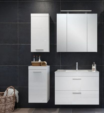 Badezimmer H�ngeschrank Aura in wei� Hochglanz Badschrank h�ngend 35 x 75 cm