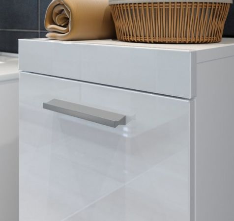 Badezimmer Hochschrank Aura in wei� Hochglanz Badschrank h�ngend 35 x 170 cm