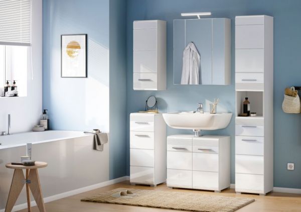 Badezimmer Spiegelschrank Leon in wei� Badschrank 3-t�rig 60 x 70 cm