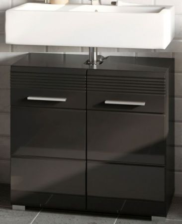 Waschbeckenunterschrank Leon in schwarz Hochglanz Badezimmer Unterschrank 60 x 56 cm