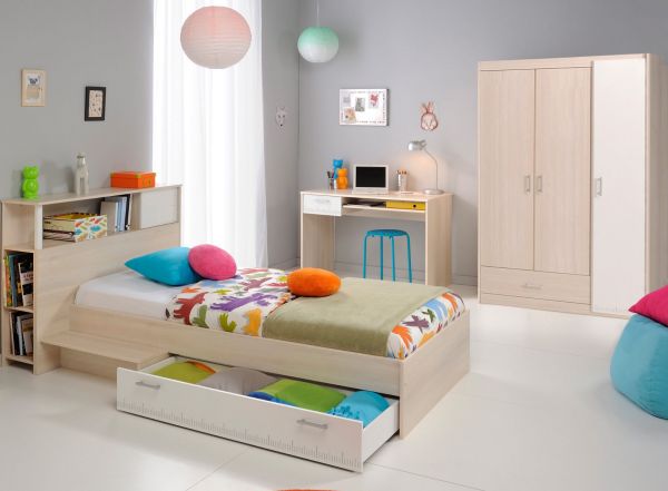 Parisot Kinder- und Jugendzimmer Set 5-teilig Charly10 in Akazie und wei�