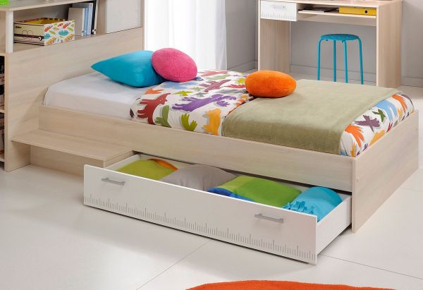 Parisot Kinder- und Jugendzimmer Charly11 in Akazie und wei� Set 4-teilig mit Bett, Regal, Nachttisch und Schreibtisch