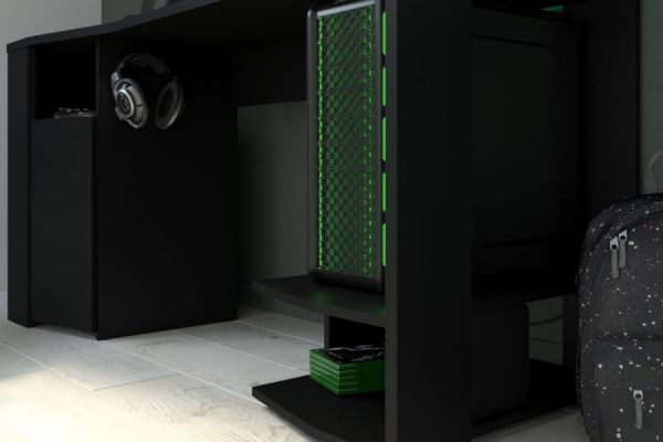 Gamingtisch in schwarz Gamer Schreibtisch inkl. LED Beleuchtung mit Farbwechsel 152 cm
