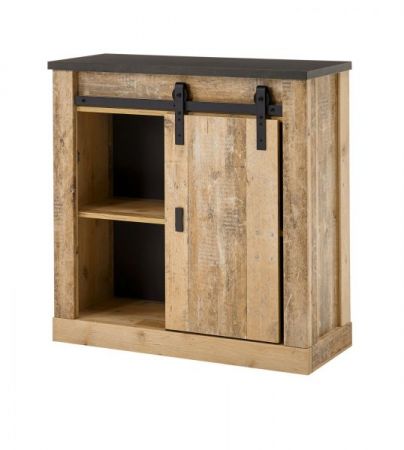 Kommode Stove in Used Wood hell und anthrazit Schiebet�renkommode 93 x 91 cm