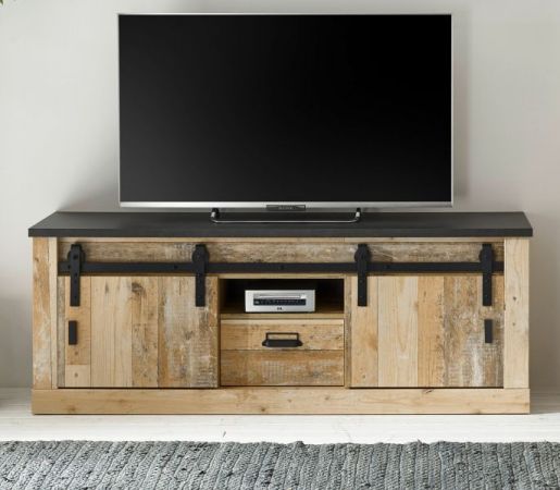 TV-Lowboard Stove in Used Wood hell und anthrazit TV Unterteil in Komforth�he 162 x 61 cm