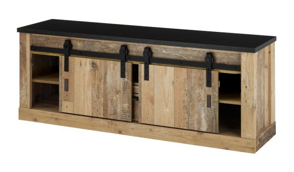 TV-Lowboard Stove in Used Wood hell und anthrazit TV Unterteil in Komforth�he 162 x 61 cm