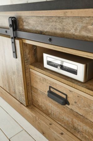 TV-Lowboard Stove in Used Wood hell und anthrazit TV Unterteil in Komforth�he 201 x 61 cm