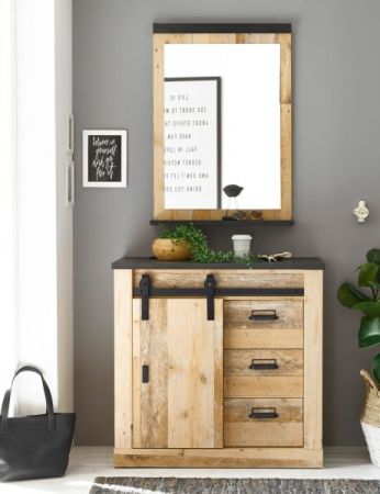Kommode Stove in Used Wood hell und anthrazit Wohn- und Esszimmer Sideboard 93 x 91 cm