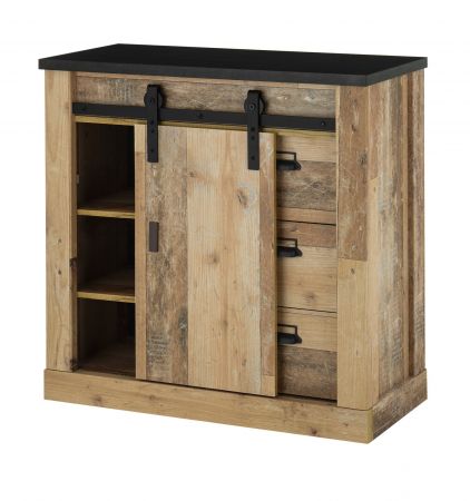 Kommode Stove in Used Wood hell und anthrazit Wohn- und Esszimmer Sideboard 93 x 91 cm