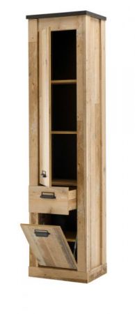 Schuhschrank Stove in Used Wood hell und anthrazit Flurschrank 51 x 201 cm Mehrzweckschrank