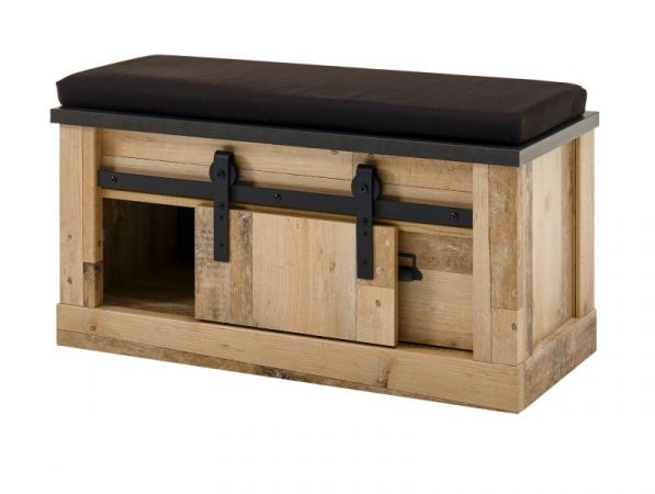Garderobe Set 4-teilig Stove in Used Wood hell und anthrazit Garderobenkombination 164 x 201 cm