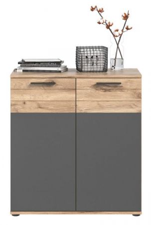 Kommode Tomaso in Nox Eiche und Basalt grau Wohn- und Esszimmer Sideboard 80 x 87 cm