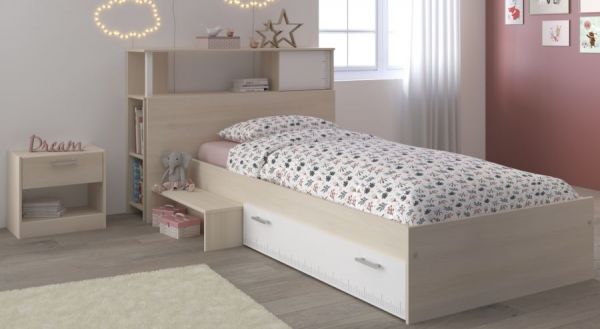 Parisot Kinder- und Jugendzimmer Set 3-teilig Charly Bett 90 x 200 cm, Regal und Nachttisch