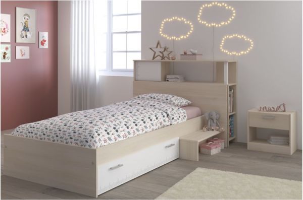 Parisot Kinder- und Jugendzimmer Set 3-teilig Charly Bett 90 x 200 cm, Regal und Nachttisch