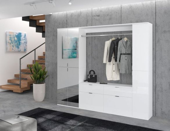 Stauraumschrank SystemX in wei� Hochglanz Mehrzweckschrank 30 x 193 cm Hochschrank