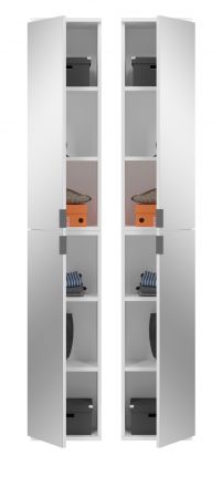 Stauraumschrank mit Spiegel SystemX in wei� Mehrzweckschrank 30 x 193 cm Hochschrank mit Spiegelt�r