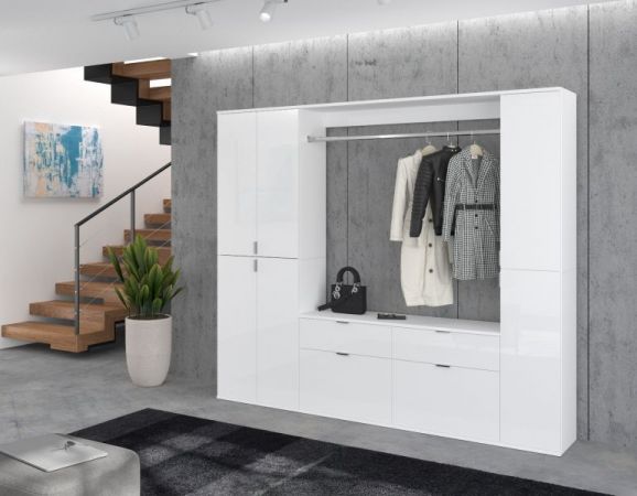 Garderobenschrank SystemX in wei� Hochglanz Schuhschrank 61 x 193 cm