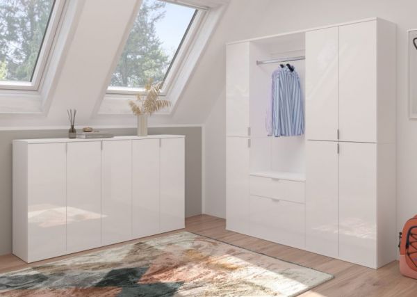 Kommode SystemX in wei� Hochglanz Mehrzweckschrank 30 x 99 cm