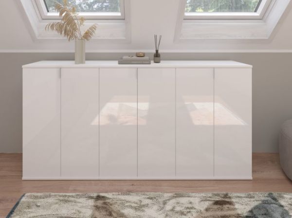 Kommode SystemX in wei� Hochglanz Mehrzweckschrank 30 x 99 cm