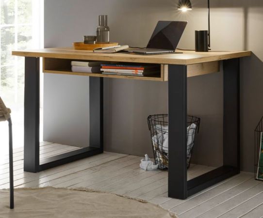 Schreibtisch Stove in Used Wood hell und anthrazit Laptoptisch f�r Homeoffice und B�ro 125 x 60 cm
