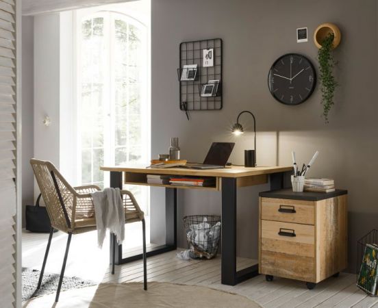 Aktenschrank Stove in Used Wood hell und anthrazit B�ro Kommode 93 x 91 cm