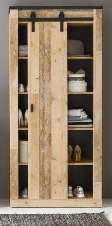 Aktenschrank Stove in Used Wood hell und anthrazit B�ro Regalschrank 93 x 201 cm