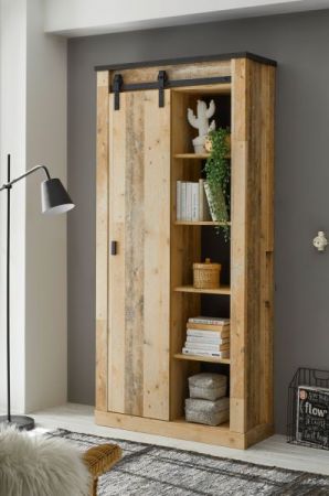 Aktenschrank Stove in Used Wood hell und anthrazit B�ro Regalschrank 93 x 201 cm