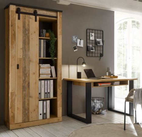 B�rom�bel Set Stove in Used Wood hell und anthrazit mit Aktenschrank