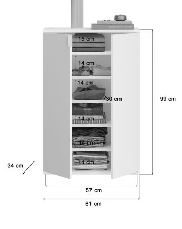 Kommode SystemX in wei� Hochglanz Mehrzweckschrank 61 x 99 cm