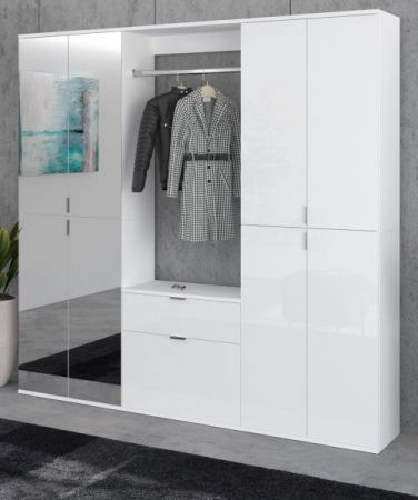 Garderobe Set 3-teilig SystemX in wei� Hochglanz Kommode und Kleiderstange 61 cm
