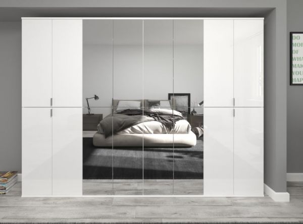 Garderobenschrank mit Spiegel SystemX in wei� Mehrzweckschrank mit Spiegelt�ren 91 x 193 cm