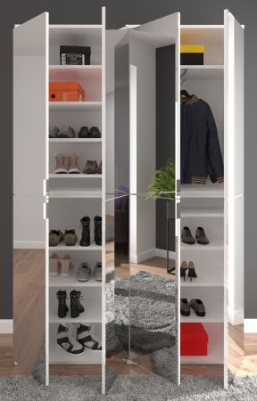 Garderobe mit Spiegel SystemX in wei� Schuhschrank mit Spiegelt�ren 122 x 193 cm