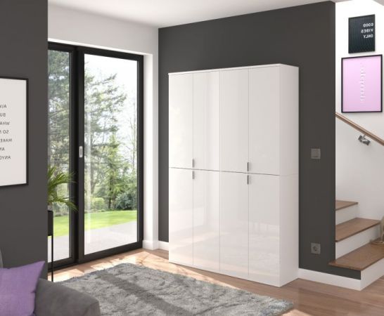 Kleiderschrank SystemX in wei� Hochglanz Mehrzweckschrank 122 x 193 cm